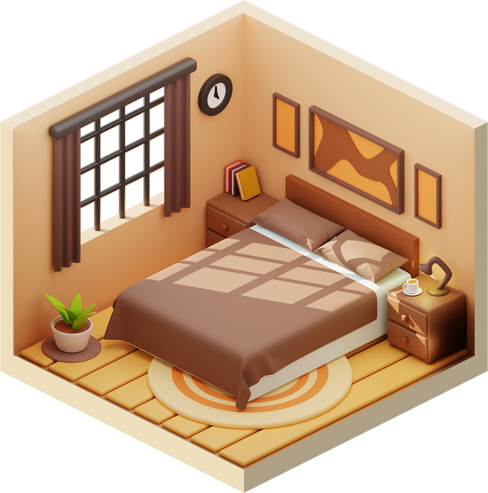 3D Bedroom Isometric Illustration